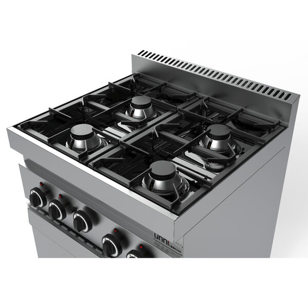 Fornuis + Heteluchtoven | Gas | 4 Branders | 26kW + 5kW | 700x700x850(h)mm
