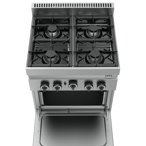 Fornuis + Heteluchtoven | Gas | 4 Branders | 26kW + 5kW | 700x700x850(h)mm