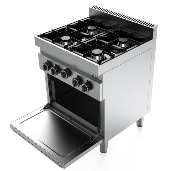 Fornuis + Heteluchtoven | Gas | 4 Branders | 26kW + 5kW | 700x700x850(h)mm