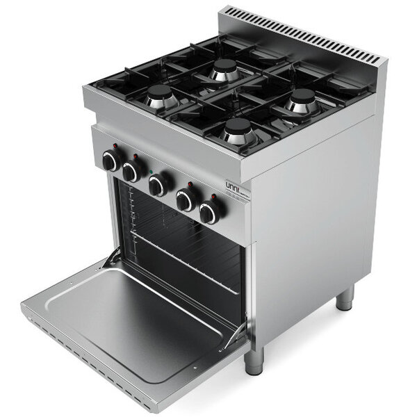 Fornuis + Heteluchtoven | Gas/Elektrisch | 4 Branders | 26kW + 4kW (400V) | 700x700x850(h)mm