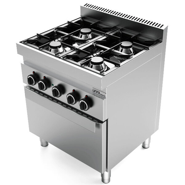 Fornuis + Heteluchtoven | Gas/Elektrisch | 4 Branders | 26kW + 4kW (400V) | 700x700x850(h)mm