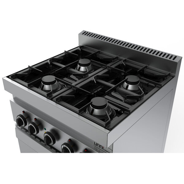 Fornuis + Heteluchtoven | Gas/Elektrisch | 4 Branders | 26kW + 4kW (400V) | 700x700x850(h)mm