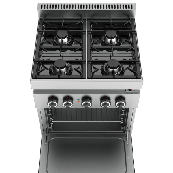 Fornuis + Heteluchtoven | Gas/Elektrisch | 4 Branders | 26kW + 4kW (400V) | 700x700x850(h)mm