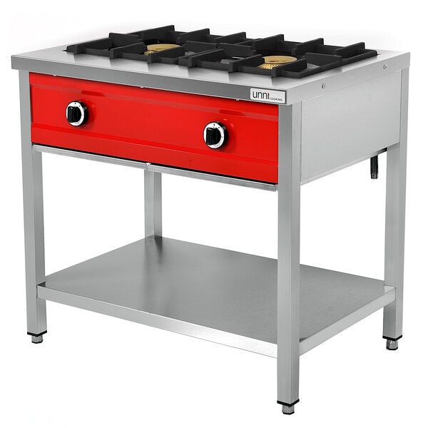 Pannenkoekenfornuis | Gas | 2 Branders | 2x 8kW | Bodemschap | 900x600x850/900(h)mm