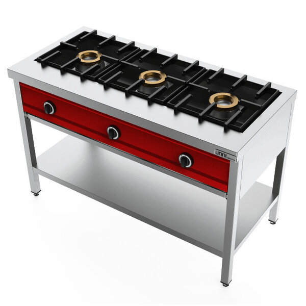 Pannenkoekenfornuis | Gas | 3 Branders | 3x 8kW | Bodemschap | 1290x600x850/900(h)mm