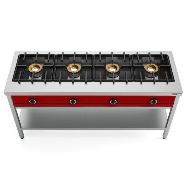 Pannenkoekenfornuis | Gas | 4 Branders | 4x 8kW | Bodemschap | 1685x600x850/900(h)mm