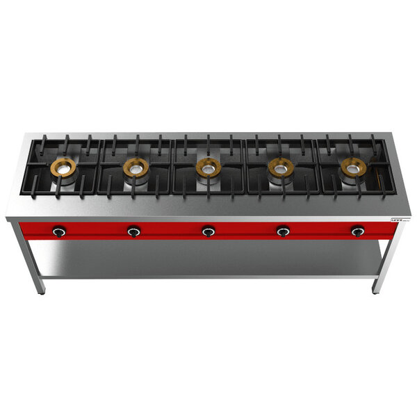 Pannenkoekenfornuis | Gas | 5 Branders | 5x 8kW | Bodemschap | 2000x600x850/900(h)mm