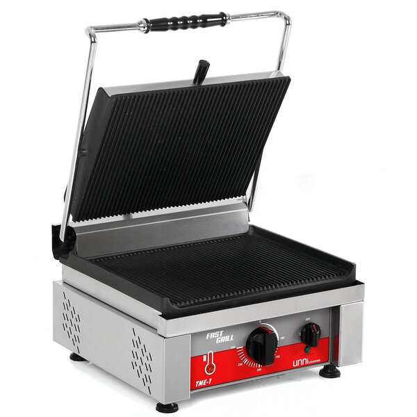 Contact-/Paninigrill | FAST GRILL | Enkel | Gegroefd Oppervlak 360x300 (Gietijzer) | 50°C/300°C | 2.5kW (230V) | 410x500x300(h)mm