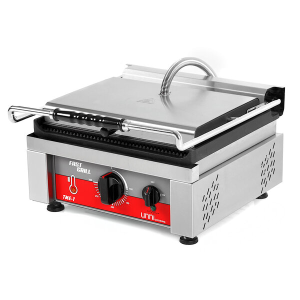 Contact-/Paninigrill | FAST GRILL | Enkel | Gegroefd Oppervlak 360x300 (Gietijzer) | 50°C/300°C | 2.5kW (230V) | 410x500x300(h)mm