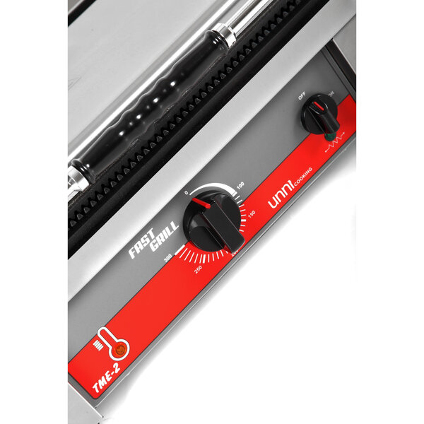Contact-/Paninigrill | FAST GRILL | Enkel XL | Gegroefd Oppervlak 460x300 (Gietijzer) | 50°C/300°C | 3kW (230V) | 510x500x300(h)mm