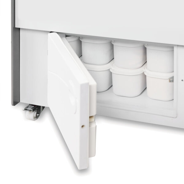 Schepijsvitrine | BERMUDA | 300L | 10x 5L | -14°C/-20°C | Geforceerd | Gekoelde Reserve | Wielen | 1340x800x1343(h)mm