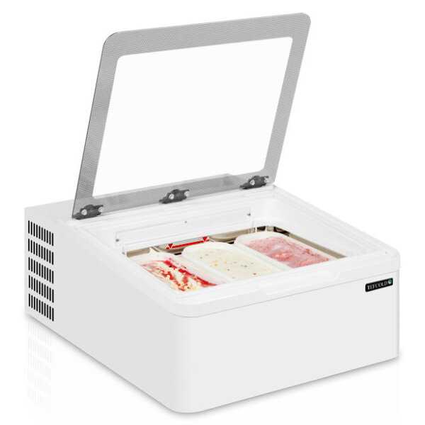Schepijsvitrine | ICE | Energiezuinig | Wit | 3x 5L | -10°C/-22°C | Statisch | Scharnier Achter | 654x790x345(h)mm