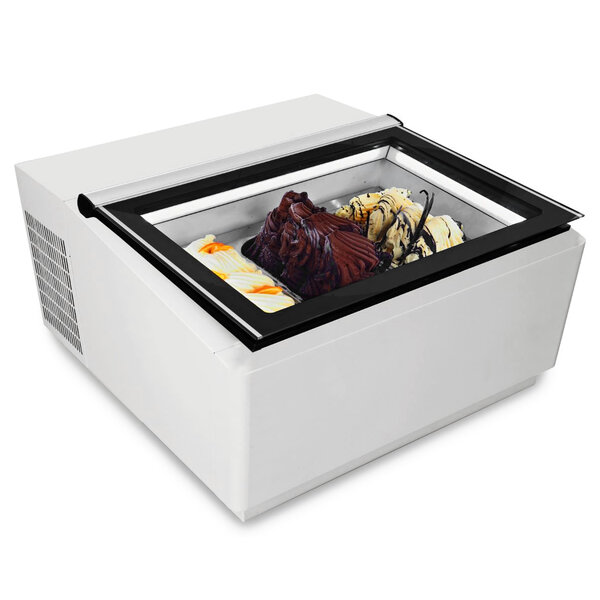 Schepijsvitrine | Wit | 3x 5L | -16°C/-18°C | Statisch | Scharnier Achter | 670x750x375(h)mm