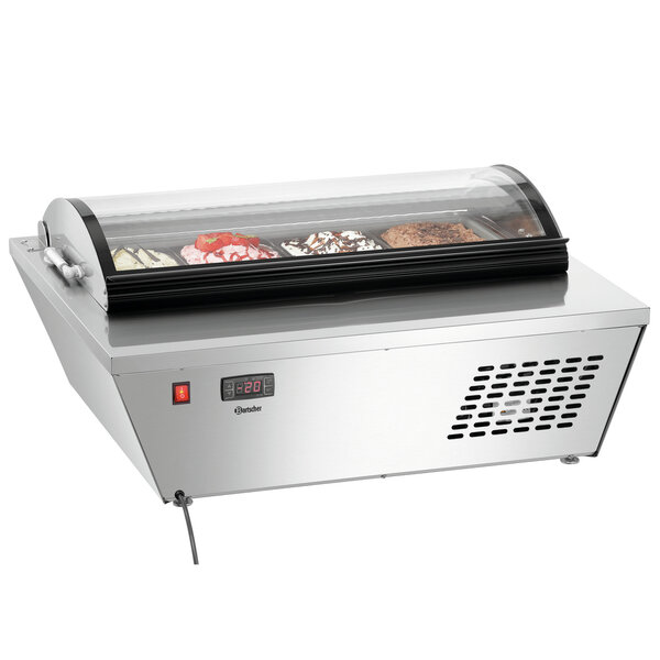 Schepijsvitrine | RVS | 4x 5L | -18°C/-25°C | Statisch | 805x665x350(h)mm