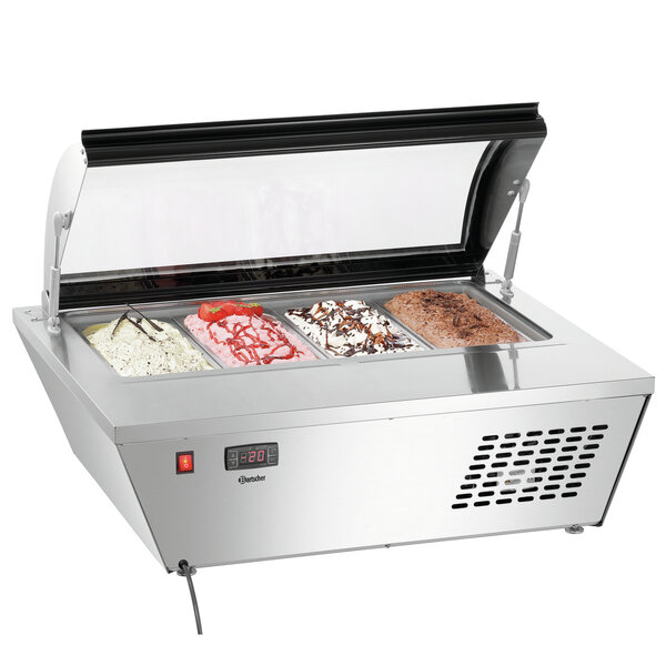 Schepijsvitrine | RVS | 4x 5L | -18°C/-25°C | Statisch | 805x665x350(h)mm