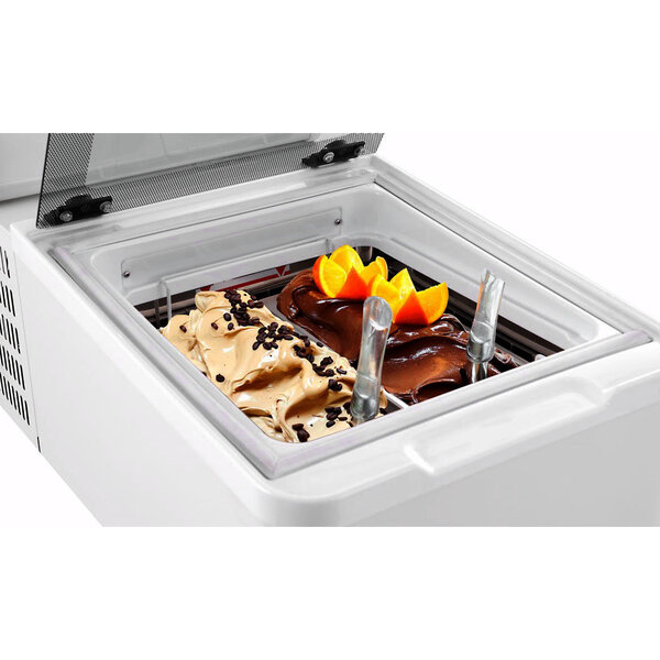 Schepijsvitrine | MINI CREAM | Energiezuinig | Wit | 2x 5L | -10°C/-22°C | Statisch | Scharnier Achter | 490x790x345(h)mm