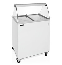 Tefcold Schepijsvitrine | ICECREAM | 191L | 4x 5L | -14°C/-24°C | Statisch | Gekoelde Reserve | Wielen | 720x630x1250(h)mm