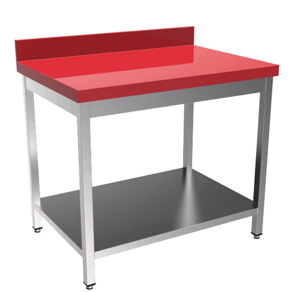 Snijwerktafel | RVS/Polyethyleen | Gelast | Bodemschap | Diepte 600 | Hoogte 850/900 | Breedte 1000-2000 | Achteropstand