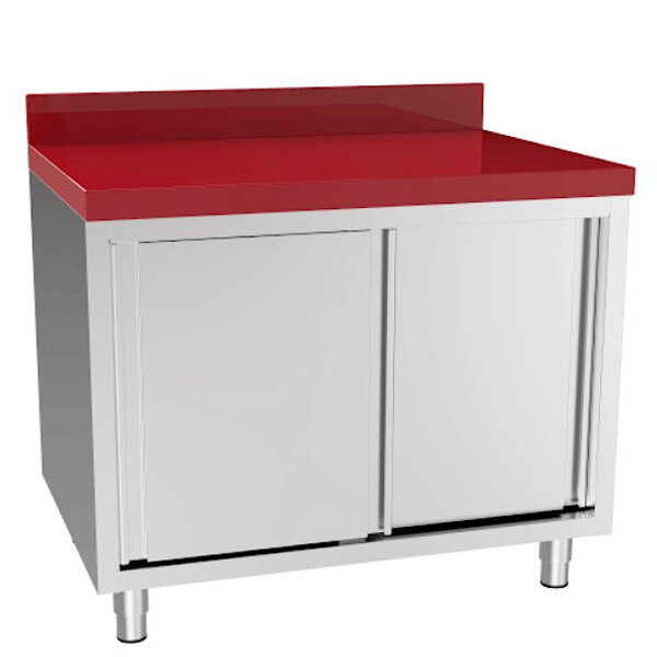 Snijwerktafel | RVS/Polyethyleen | Schuifdeuren | Diepte 600 | Hoogte 850/900 | Breedte 1000-2000 | Achteropstand