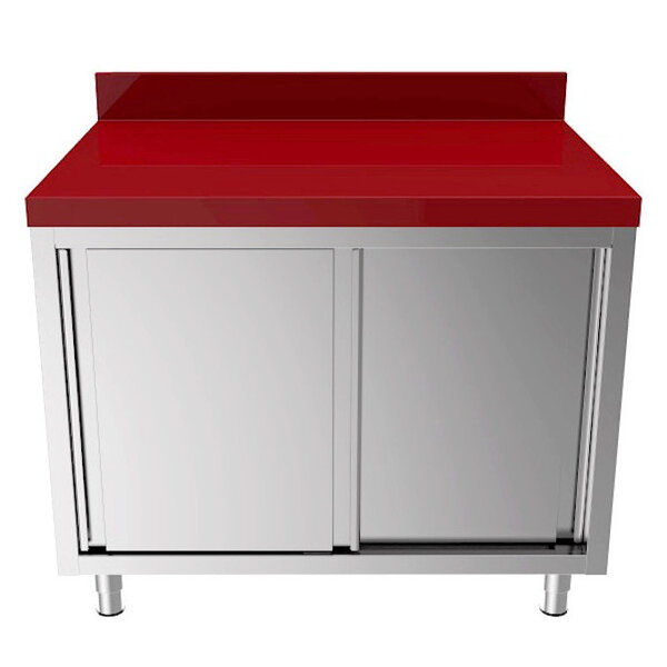 Snijwerktafel | RVS/Polyethyleen | Schuifdeuren | Diepte 700 | Hoogte 850/900 | Breedte 1000-2000 | Achteropstand