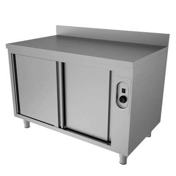 Warmhoudkast | RVS | 30°C/80°C | Geventileerd | Schuifdeuren | 230V | Diepte 600 | Hoogte 850 | Breedte 1000-2000 | Achteropstand