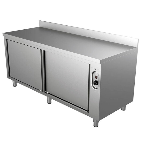 Warmhoudkast | RVS | 30°C/80°C | Geventileerd | Schuifdeuren | 230V | Diepte 600 | Hoogte 850 | Breedte 1000-2000 | Achteropstand