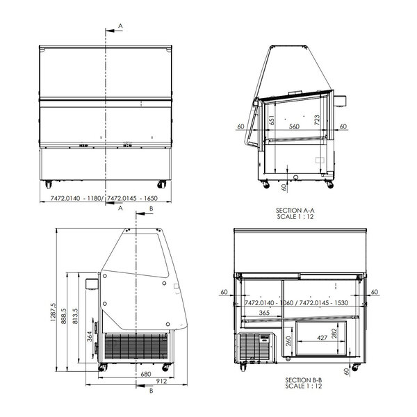Schepijsvitrine | IBIZA | 358L | 8x 5L | -14°C/-24°C | Statisch | Gekoelde Reserve | Wielen | 1194x842x1285(h)mm