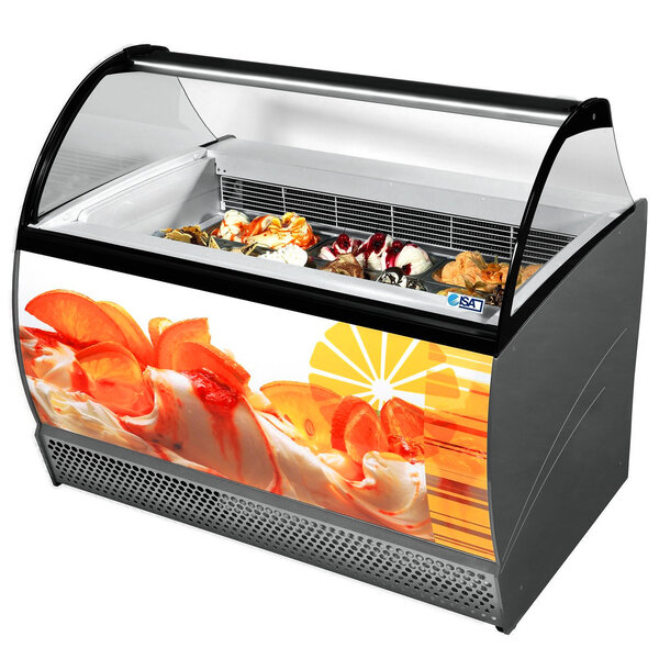 Schepijsvitrine | ISABELLA | 520L | 10x 5L | -14°C/-16°C | Statisch | Gekoelde Reserve | Wielen | 1317x906x1372(h)mm