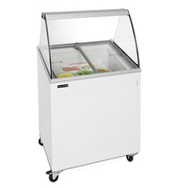 Tefcold Schepijsvitrine | ICECREAM | 176L | 4x 5L | -14°C/-24°C | Statisch | Gekoelde Reserve | Wielen | 720x615x1295(h)mm 