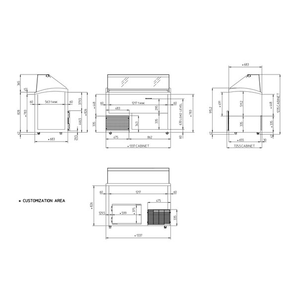 Schepijsvitrine | SLANT | 431L | 10x 5L | -15°C/-20°C | Statisch | Gekoelde Reserve | Wielen | 1341x725x1235(h)mm