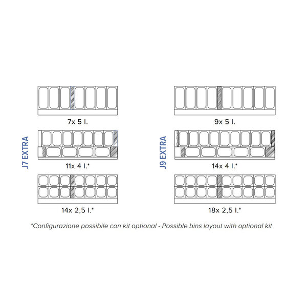 Schepijsvitrine | J EXTRA | 317L | 7x 5L | -15°C/-20°C | Statisch | Gekoelde Reserve | Wielen | 1341x723x1253(h)mm