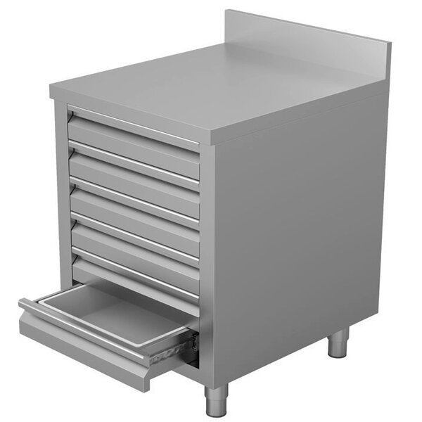 Pizzawerktafel | RVS | 6 Deegladen (EN600x400) | Achteropstand | 500x700x850(h)mm