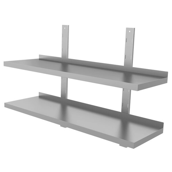Wandschap | RVS | 2 Niveaus | Verstelbare Hoogte | Diepte 400 | Hoogte 700 | Breedte 500-2000 | Incl. Bevestiging