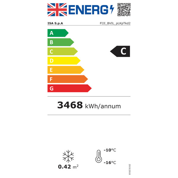 Schepijsvitrine | FIJI | 383L | 7x 5L | -14°C/-16°C | Geforceerd | Gekoelde Reserve | Wielen | 1354x630x1247(h)mm