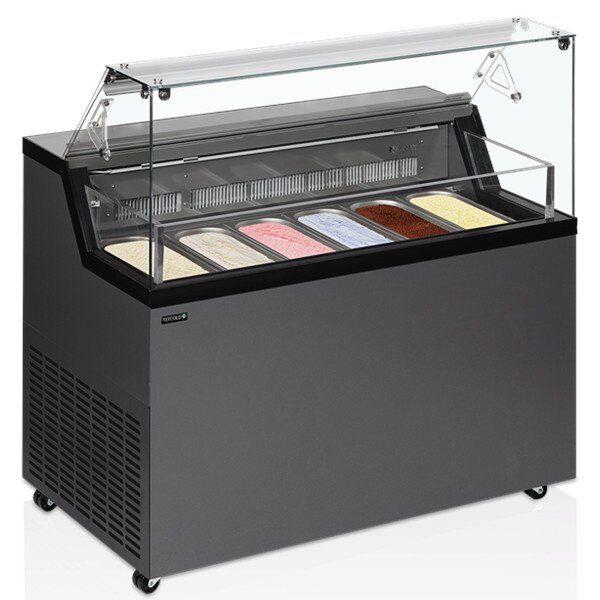 Schepijsvitrine | MIRABELLA | 276L | 6x 5L | -5°C/-20°C | Statisch | Gekoelde Reserve | Wielen | 1187x677x1190(h)mm
