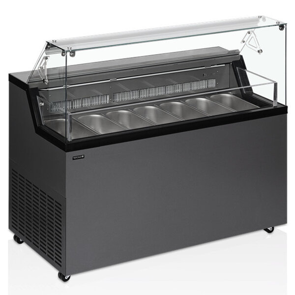 Schepijsvitrine | MIRABELLA | 329L | 7x 5L | -5°C/-20°C | Statisch | Gekoelde Reserve | Wielen | 1337x677x1190(h)mm