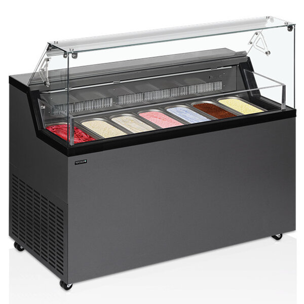 Schepijsvitrine | MIRABELLA | 329L | 7x 5L | -5°C/-20°C | Statisch | Gekoelde Reserve | Wielen | 1337x677x1190(h)mm