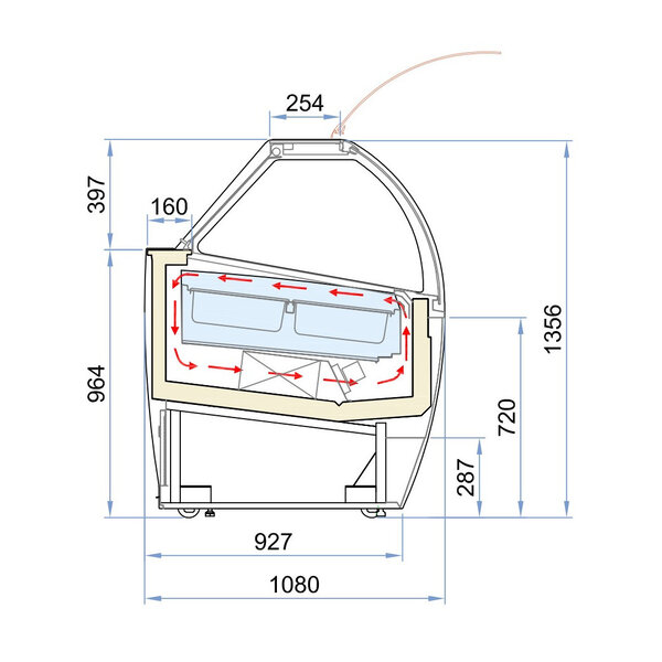Schepijsvitrine | MILLENNIUM | 181L | 18x 5L | -14°C/-20°C | Geforceerd | Wielen | 1661x1080x1356(h)mm