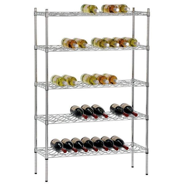 Wijnrek | Verchroomd Staal | 5 Niveaus | Cap. 45x 75cl | 900x350x1390(h)mm