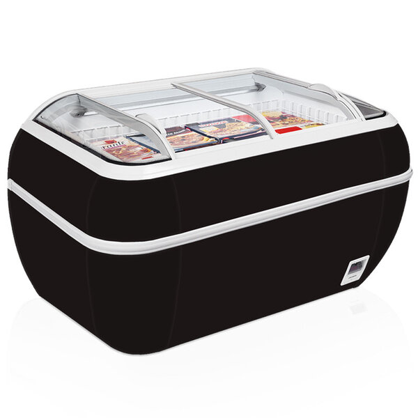 Supermarkt Koel-/Vrieskist | TWIN | Kop-Element | 425L | Zwart | -18°C/-24°C & -1°C/+15°C | Statisch | Schuifdeksels | 1470x812x915(h)mm
