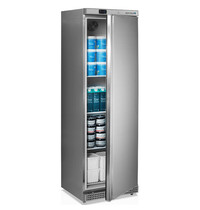 Tefcold Koelkast | 374L | RVS | +2°C/+10°C | Geventileerd | 0.13kW | Wielen | 600x585x1855(h)mm