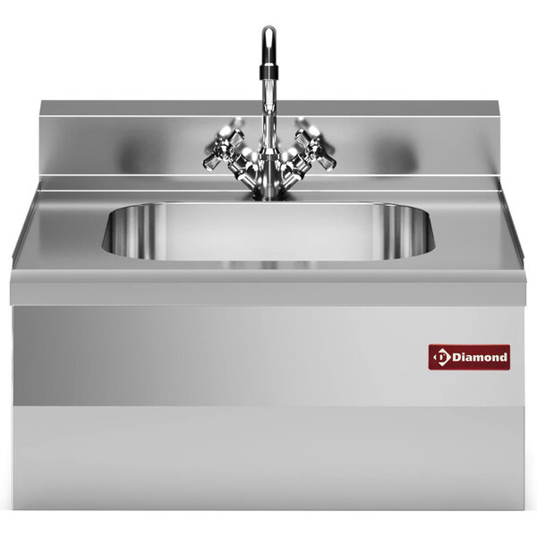 Wasbakbakunit | PRO 600 | RVS | Spoelbak + Mengkraan | Achteropstand | 600x600x280/400(h)mm