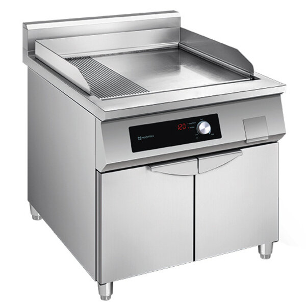 Inductie Bak-/Grillplaat | 700 LINE | Elektrisch | Glad/Gegroefd Oppervlak 650x450 (RVS) | 60°C/300°C | 10kW (400V) | 800x700x860/960(h)mm