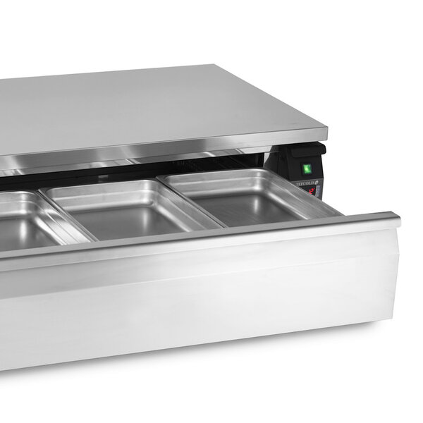 Koel-/Vrieswerkbank | Laag Model | 116L | 1 Lade (3x 1/1 GN) | -18°C/-21°C & +1°C/+4°C | Geforceerd | Wielen (Geremd) | 1230x700x600(h)mm