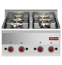 Diamond Fornuis | PRO 600 | Gas | 4 Branders (2x 3.3kW + 2x 3.6kW) | Piëzo Ontsteking | 600x600x280/400(h)mm