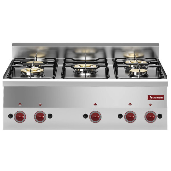 Fornuis | PRO 600 | Gas | 5 Branders (2x 3.3 kW + 3x 3.6kW) | Piëzo Ontsteking | 900x600x280/400(h)mm