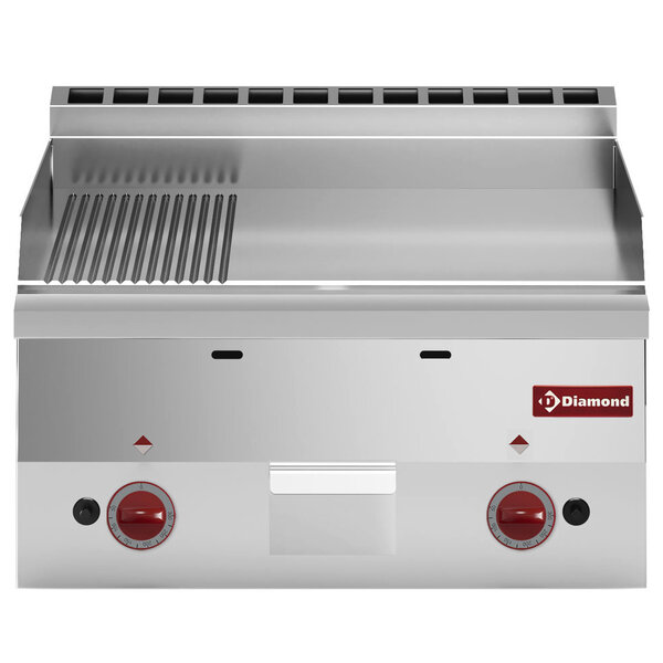 Bak-/Grillplaat | PRO 600 | Gas | Glad/Gegroefd Oppervlak 595x470 (RVS) | 10.4kW | 600x600x280/400(h)mm