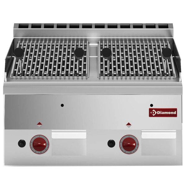 Lavasteengrill | PRO 600 | Gas | Oppervlak 2x 270x440 (Gietijzer) | 9kW | 600x600x280/400(h)mm