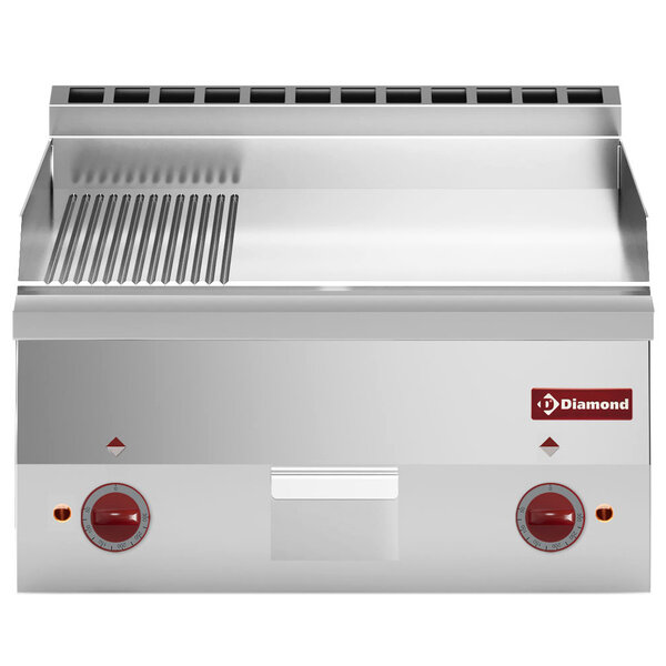 Bak-/Grillplaat | PRO 600 | Elektrisch | Glad/Gegroefd Oppervlak 595x470 (Verchroomd) | 120°C/320°C | 6kW (2x 230V) | 600x600x280/400(h)mm