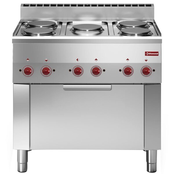 Fornuis + Heteluchtoven | PRO 600 | Elektrisch | 5 Kookpunten + 1/1 GN (Oven) | 13kW (230V-3F) | 900x600x850/970(h)mm
